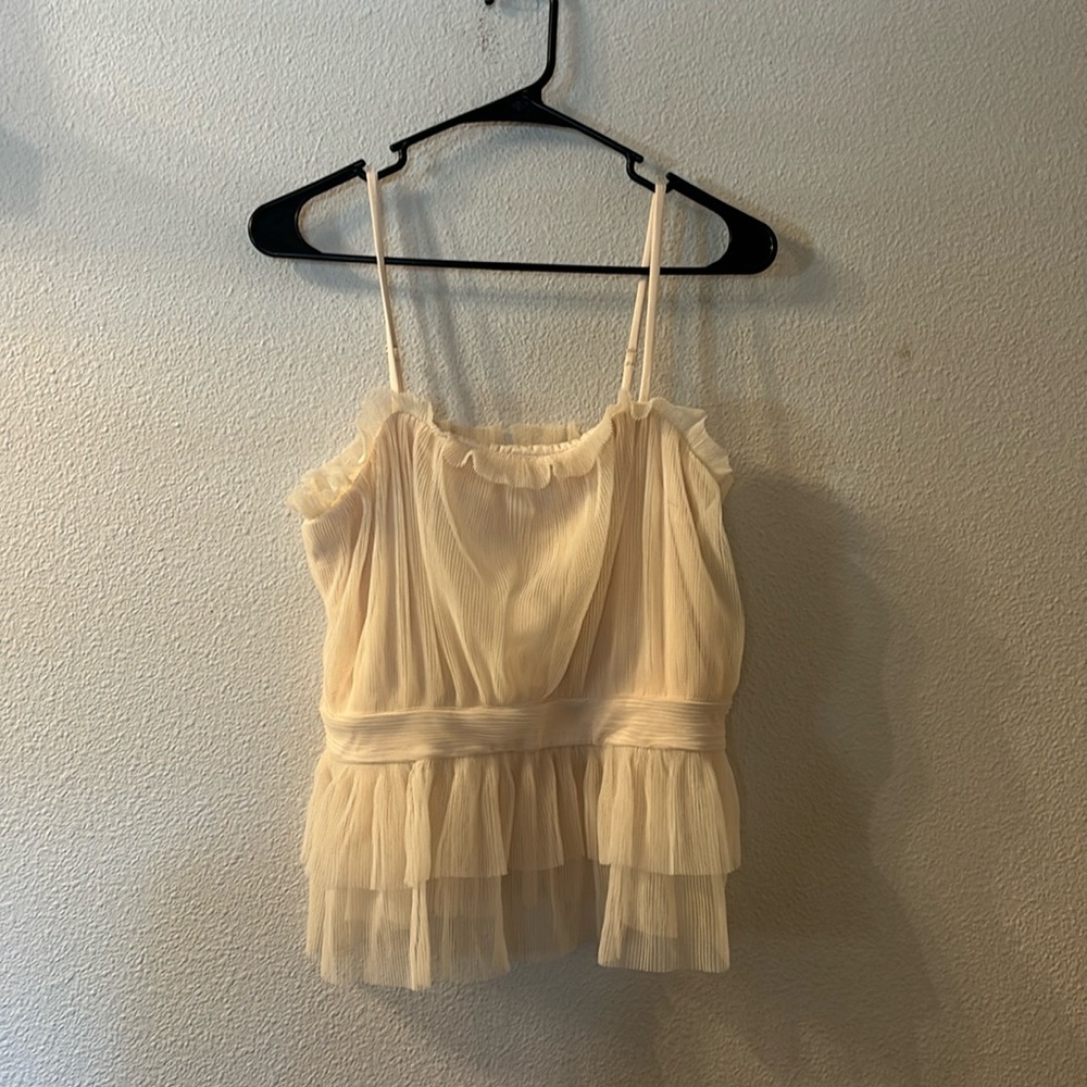 Willow + Root ruffle sheer tank top size large